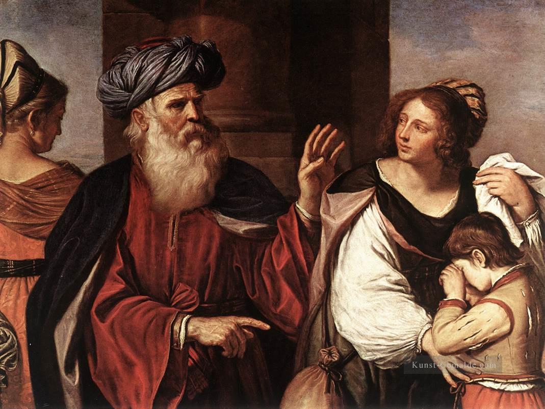 Abraham Casting Out Hagar und Ismael Barock Guercino Ölgemälde